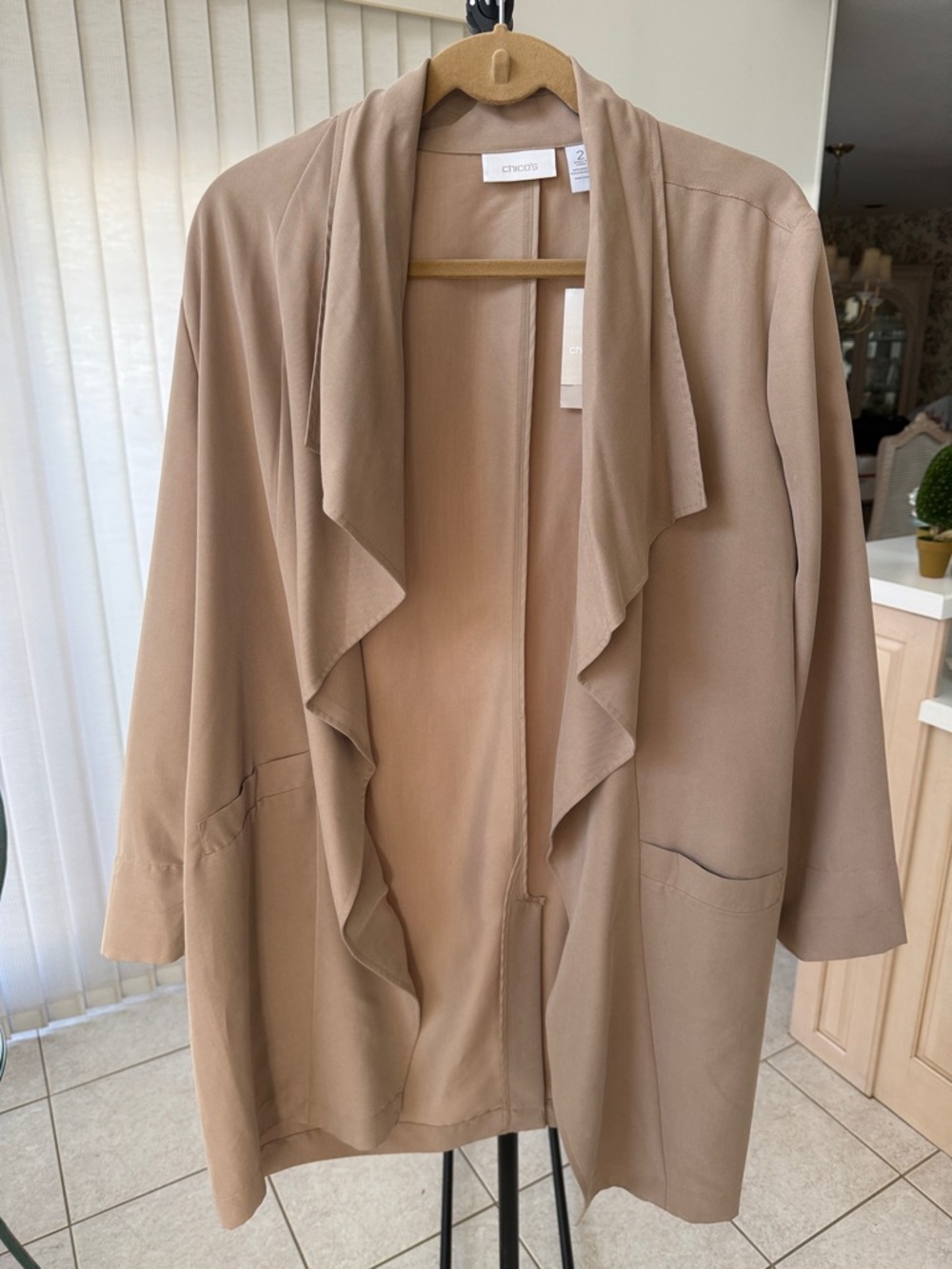 Chico's Draped Open-Front Jacket in Clay